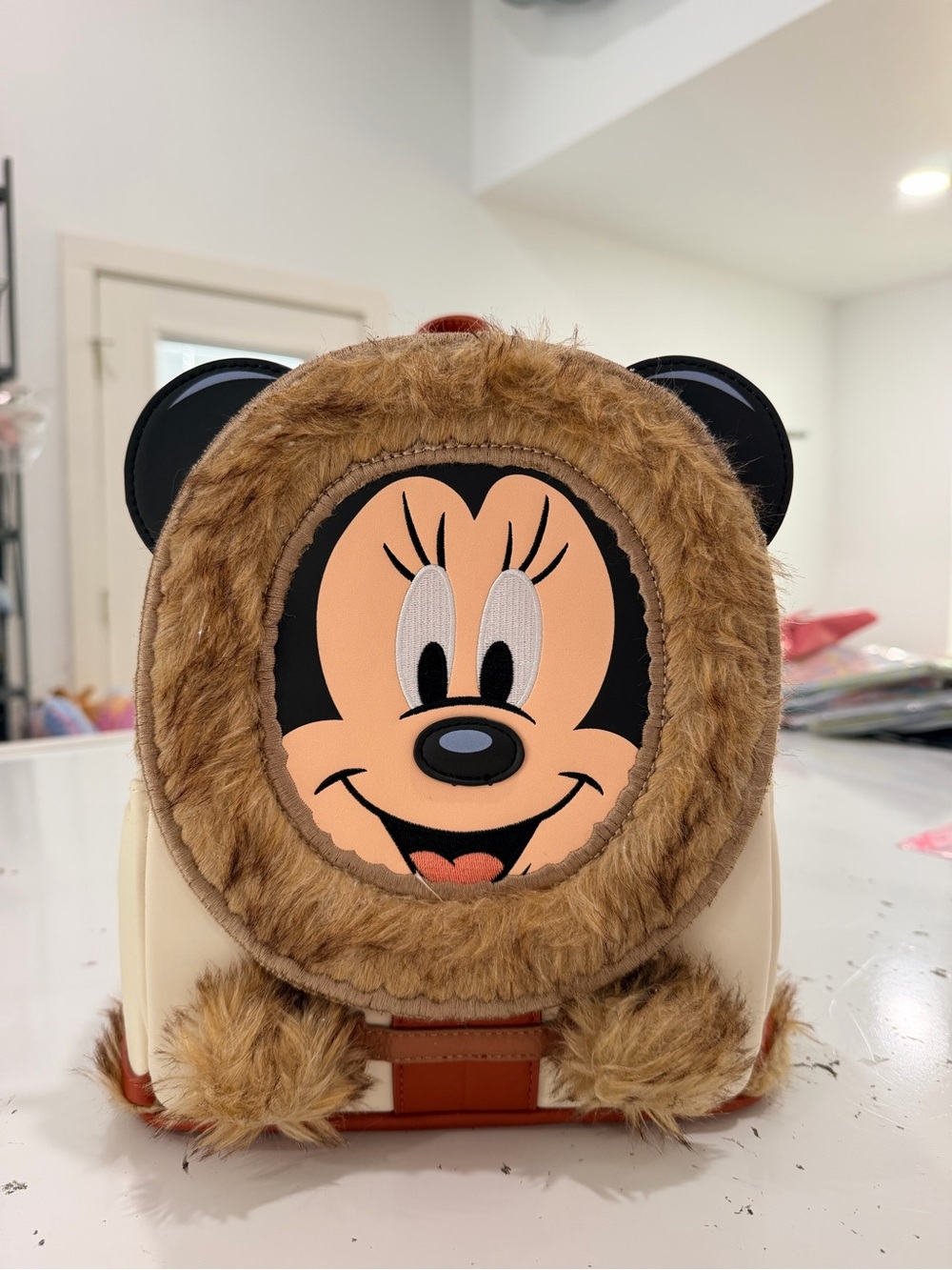 Disney loungefly Minnie Mouse Brown Fur Kids Backpack